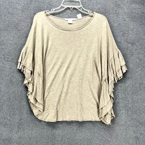 Design‎ History Top womens Small Ruffle Short Sleeve shirt Blouse boat neck